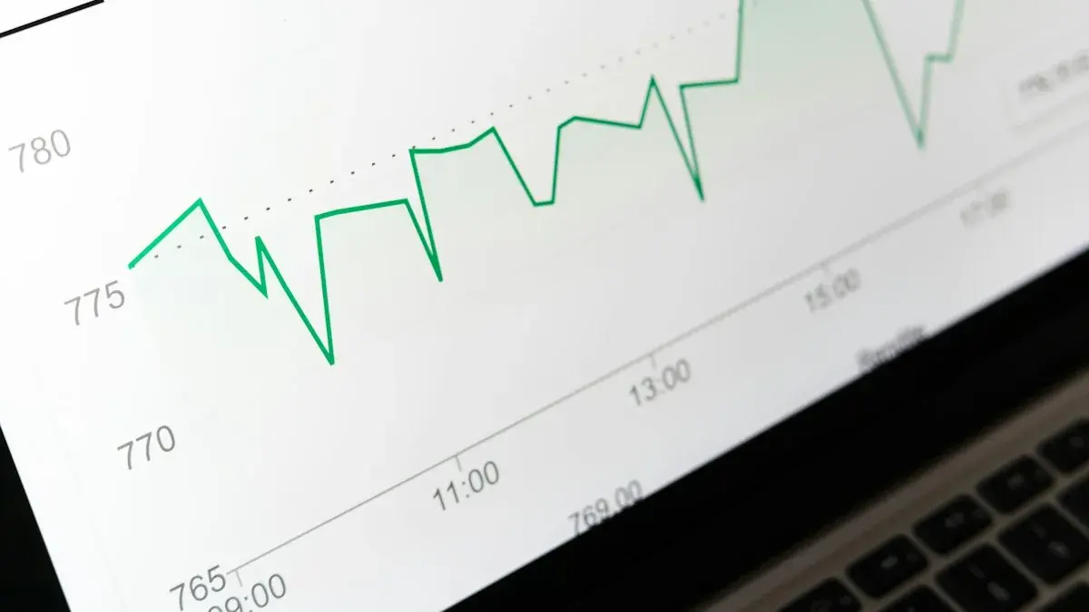 Grafik pasar saham di layar laptop